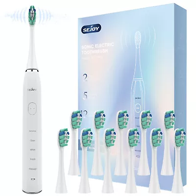 SEJOY Sonic Electric Toothbrush Deep Cleaning 12 Brush Heads Rechargeable • $20.24