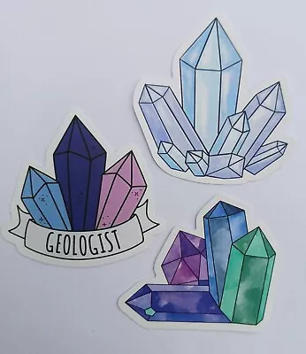 Crystals Vinyl Sticker Set Geologist Quartz  Pastel Crystal Points • $1.99