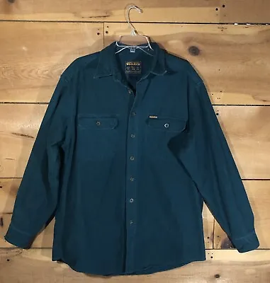 Woolrich Chamois Heavy Button Up Shirt Mens Size XL Outdoors Long Sleeve Green • $35.19