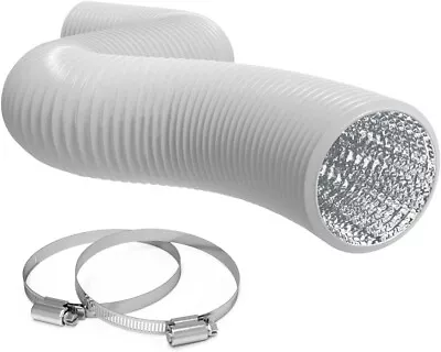 6  Air Duct - 25 FT Long White Flexible Ducting With 2 Clamps 4 Layer HVAC • $33.90
