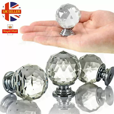 6x Crystal Glass Door Knobs Diamond Drawer Cabinet Furniture Handle Knob Kitchen • £6.64