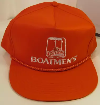 Boatmen's Bank Hat Vintage Red Steamboat Logo Snapback Ball Cap Investing Retro • $12.12