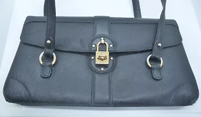 Salvatore Ferragamo Vintage Gancini Padlock Latch Two Handle Shoulder Bag Black • $120