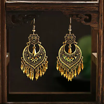 Vintage Gold Luxury Drop Tassel Women Gypsy Earrings Wedding Tribal Jewelry • $2.69