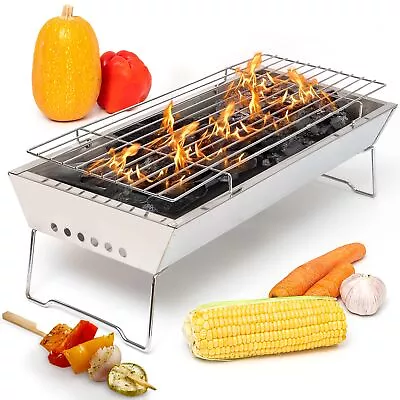 17  In Portable Tabletop Grill Charcoal Barbecue Grill Stainless Steel Portab... • $37.02