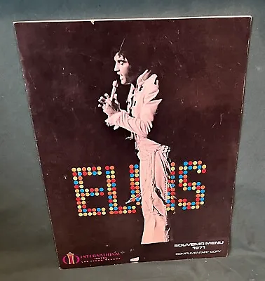 Elvis Presley International Hotel 1971 Las Vegas Souvenir Menu 9 X 12 RARE • $79.96