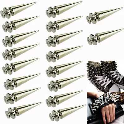 20 X 26mm Silver Spots Cone Screw Metal Studs Leathercraft Rivet Bullet Spikes • $10.99