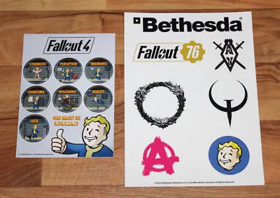 Fallout 76 & 4 Promo Special Sticker Set Perks Gamescom 2015 & 2018 Xbox One PS4 • £59.92