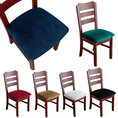 Dining Chair Seat Covers Stretch Velvet Cushion Dust Cover Slipcover Protector • $8.79