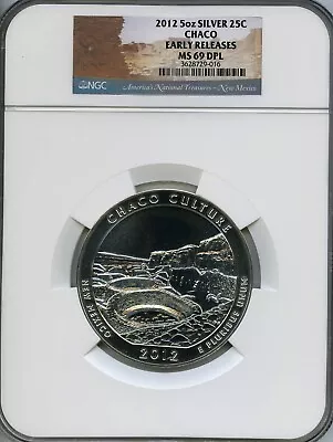 2012 CHACO CULTURE 5 Oz. Silver Round NGC EARLY RELEASE MS69 DMPL - LARGE HOLDER • $350