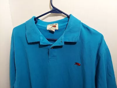 Perlis Large Short Sleeve Polo Shirt Crawfish Bright Neon Blue Embroidered Logo • $32