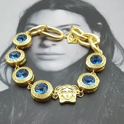 Gold Versace Blue Medusa Charm Bracelet • $75.88