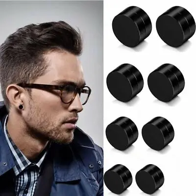 Men Women Stainless Steel Stud Earrings Magnetic Ear Plugs Non-Piercing Clip On • $6.99