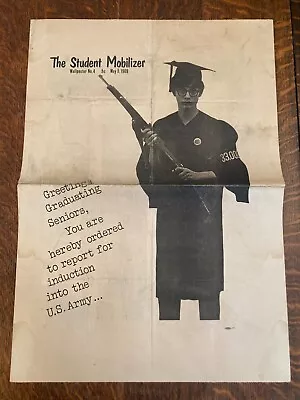 The Student Mobilizer Newspaper Poster 1969 Anti-Vietnam Counterculture • $50