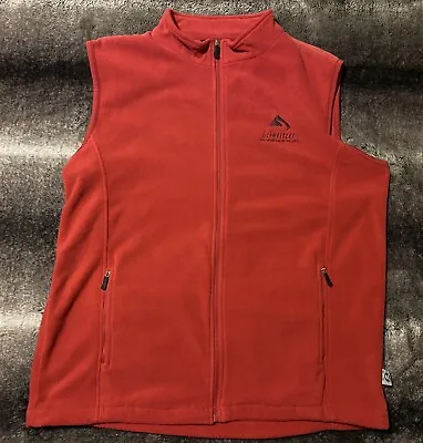 Vintage Schweitzer Ski Resort Sandpoint Idaho Fleece Full Zip Vest Red Men’s L • $35