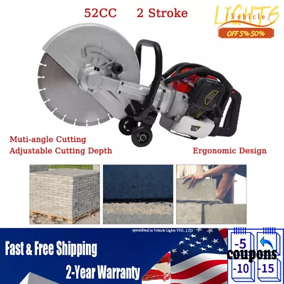 2 Stroke 52CC Gas Concrete Cut Off Saw Cement Masonry Wet Dry Saw Cutter+Blade • $255