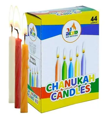 Traditional Thin Kosher 44 ChanukaH Wax Candles Mix Colours  - 8 Nights! • £2.10