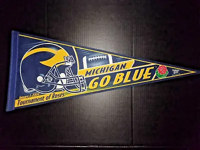 MICHIGAN GO BLUE January 1st 2004 Rose Bowl 12x30 Pennant *FREE SHIPPING* • $16