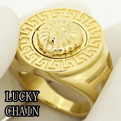 $13.99 • Buy STAINLESS STEEL GOLD LION HEAD RING 15g C200