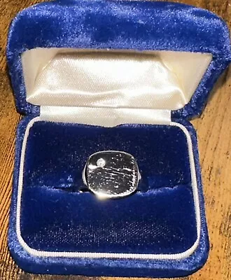 Zales Men’s Vers Wang .925 Sterling Silver & Diamond Signet Ring Sz. 10 • $135