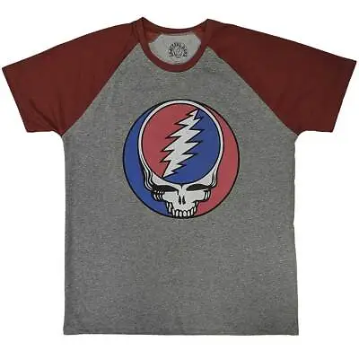 Grateful Dead Unisex Raglan T-Shirt: Steal Your Face Classic - Red/Grey  Cotton • £17.99