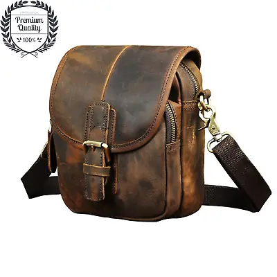 GENUINE LEATHER Bag Mens Messenger Sling Shoulder Crossbody Outdoor Fashion Pack • $53.91