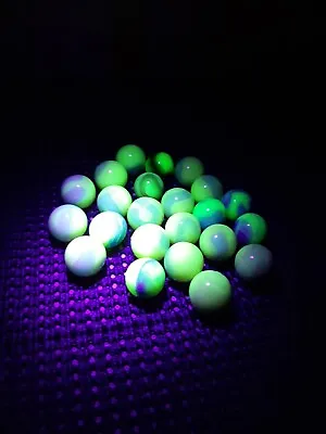 Lot Of (23) UV JABO  Uranium Vaseline Fluorescent Used Vintage Glass Marbles  • $19.99