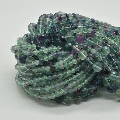 Grade AA Natural Rainbow Fluorite (green) Gemstone Round Beads 4mm 6mm 8mm 10mm • £15.99