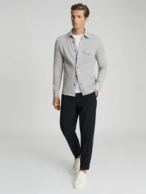 £21 • Buy Reiss ‘Scott’ Textured Jersey Over Shirt Grey Size Large