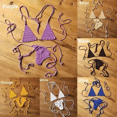 Unique Handmade Crochet Bikini Set Women's Sexy Beach Swimwear Bohemian • £11.44