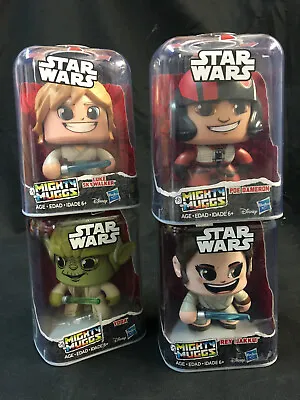 Star Wars 4 Mighty Muggs Yoda Poe Dameron Luke Skywalker Rey Nm • $24.67