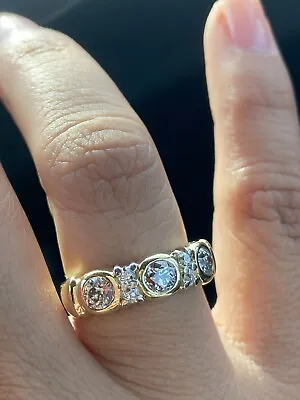 Unisex 18k Yellow Gold Old Mine Cut Diamond Band Ring Wedding Anniversary  • $1499.99