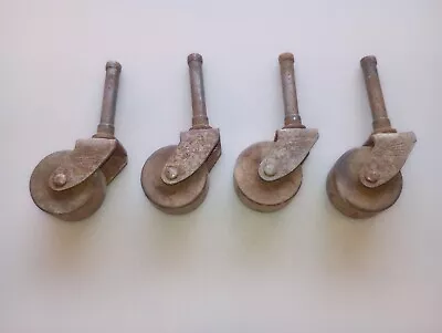 Set Of 4 Antique Wooden Wheel Furniture Casters (M) Fr Shipping  • $19.95