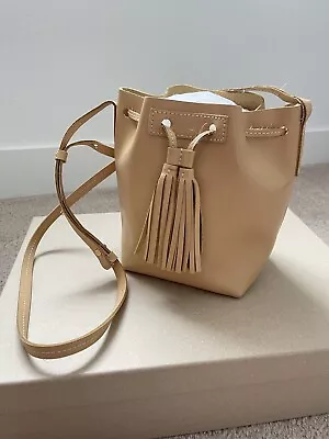 J.Crew Leather Bucket Bag Drawstring Crossbody Nude/Camel Adjustable Strap • $27