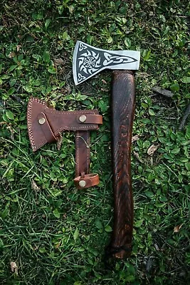 Custom Handmade Forged Carbon Steel Head Hatchet Tomahawk Hunting Viking Axe • $85