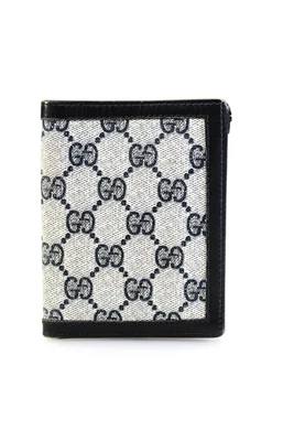$170 • Buy Gucci Women GG Supreme Coated Canvas Leather Trim Bifold Wallet Gray