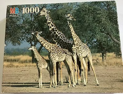 MB 1000 Pc Puzzle - Nature - Giraffes Zambia Africa  1995  • $10.99