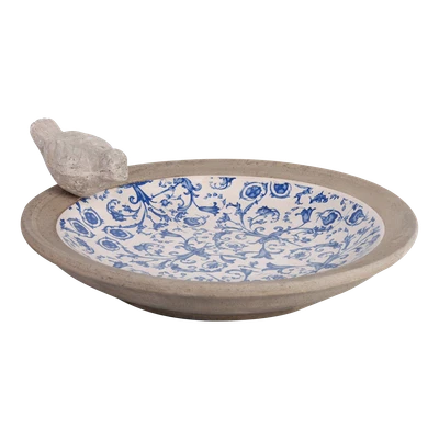 £33.50 • Buy Freestanding Small Bird Feeder Bath Garden Ornamental Table Blue White Ceramic