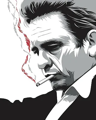New Johnny Cash Smoking Music Poster Wall Art Print Canvas FREE SHIPPING • $22.56
