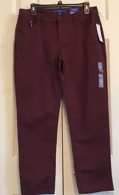 Apt. 9 Burgundy & Black Tribal Print Cotton Blend Ankle Pants Size 10 NWT • $14.99