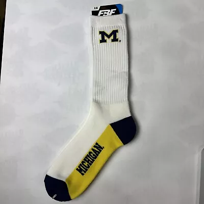 University Michigan Wolverine NCAA Tall Socks For Bare Feet Size L Men's 10-13 • $10