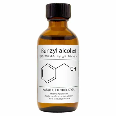 Benzyl Alcohol - 2 Fl Oz - Amber Glass Bottle W/ Cap - GreenHealth • $8.99