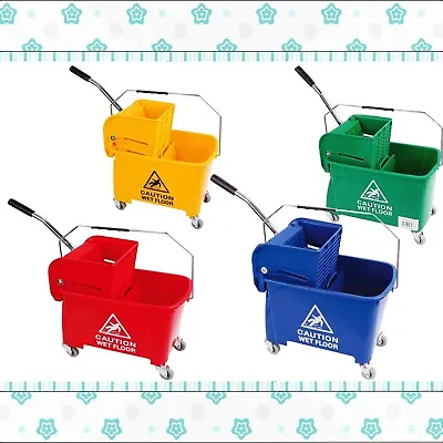 20L Strong Kentucky Dual Mop Bucket With Wringer  Durable Wheels & Handle • £42.90