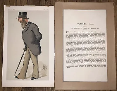 Vanity Fair Original Print Yorkshire Statesmen 208 Frederick Milbank M P Spy Ape • £14.45