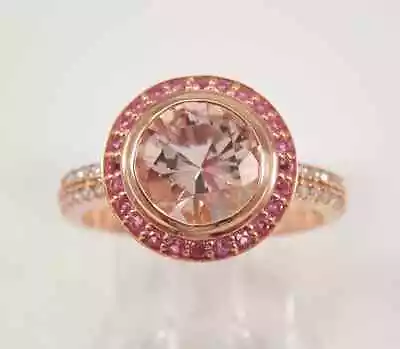 2.10Ct Round Cut Lab-Created Morganite Halo Engagement Ring 14K Rose Gold Plated • $120.68