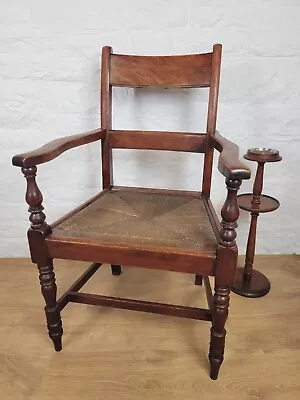 Provincial Regency Armchair 19thC Rush Seat Mahogany Postage Available • £240