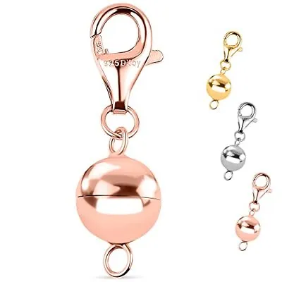 Sterling Silver Magnetic Lock With Lobster Clasp Secure Lock For Women Size 8 Mm • £19.99