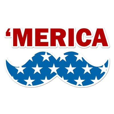 'Merica Moustache Flag Vinyl Decal Sticker - Ebn9951 • $5.07