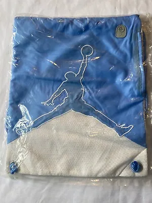 Michael Jordan Blue White Drawstring Gym Bag Sack Sports Backpack Large Jumpman • $24.95