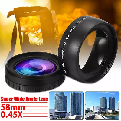 58MM 0.45X Super Wide Angle Lens For Canon EOS 1000D 1100D 500D Rebel T1i T2i T3 • £18.13